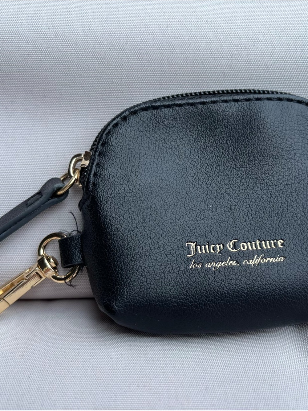 Juicy Couture Black Wristlet Coin Pouch with Gold Logo